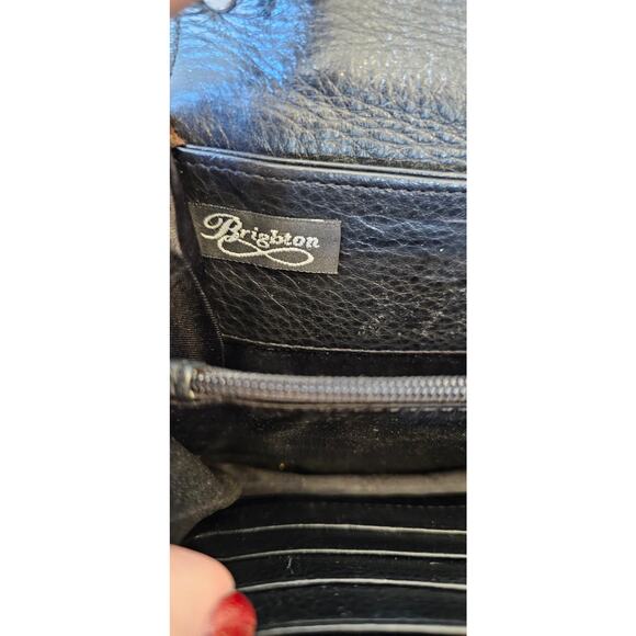 Brighton Leather Croc Embossed Crossbody Shoulder Bag Women Brown Black - Picture 7 of 14